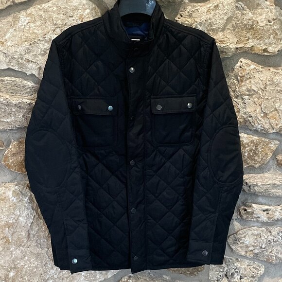 GAP Men's Black Quilted Shirt Jacket with Blue Interior - Picture 1 of 5